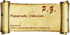 Poparadu Zebulon névjegykártya